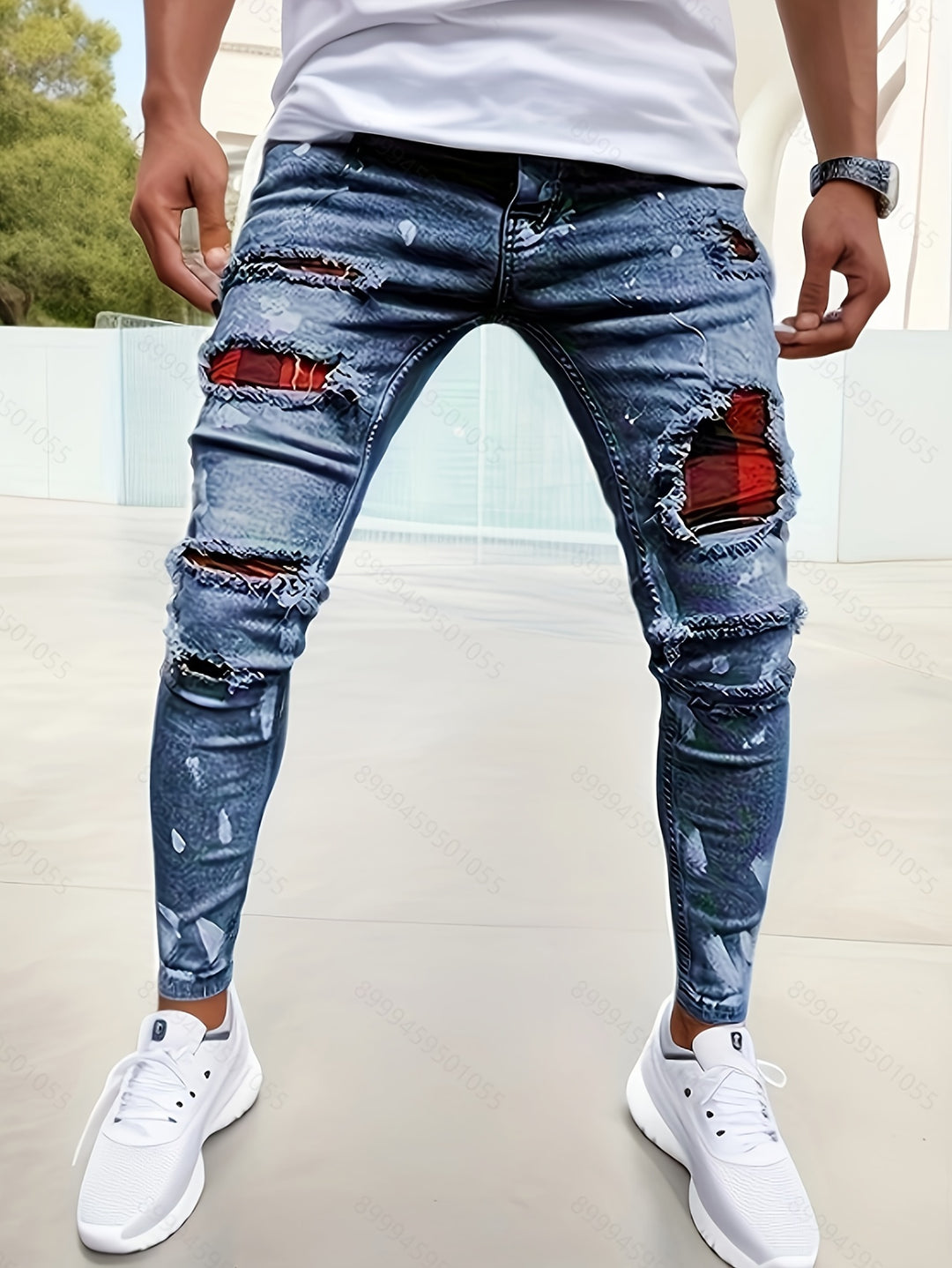 Jeans Patchwork da Uomo | Vestibilità Slim | Denim Stretch | Stile Trendy