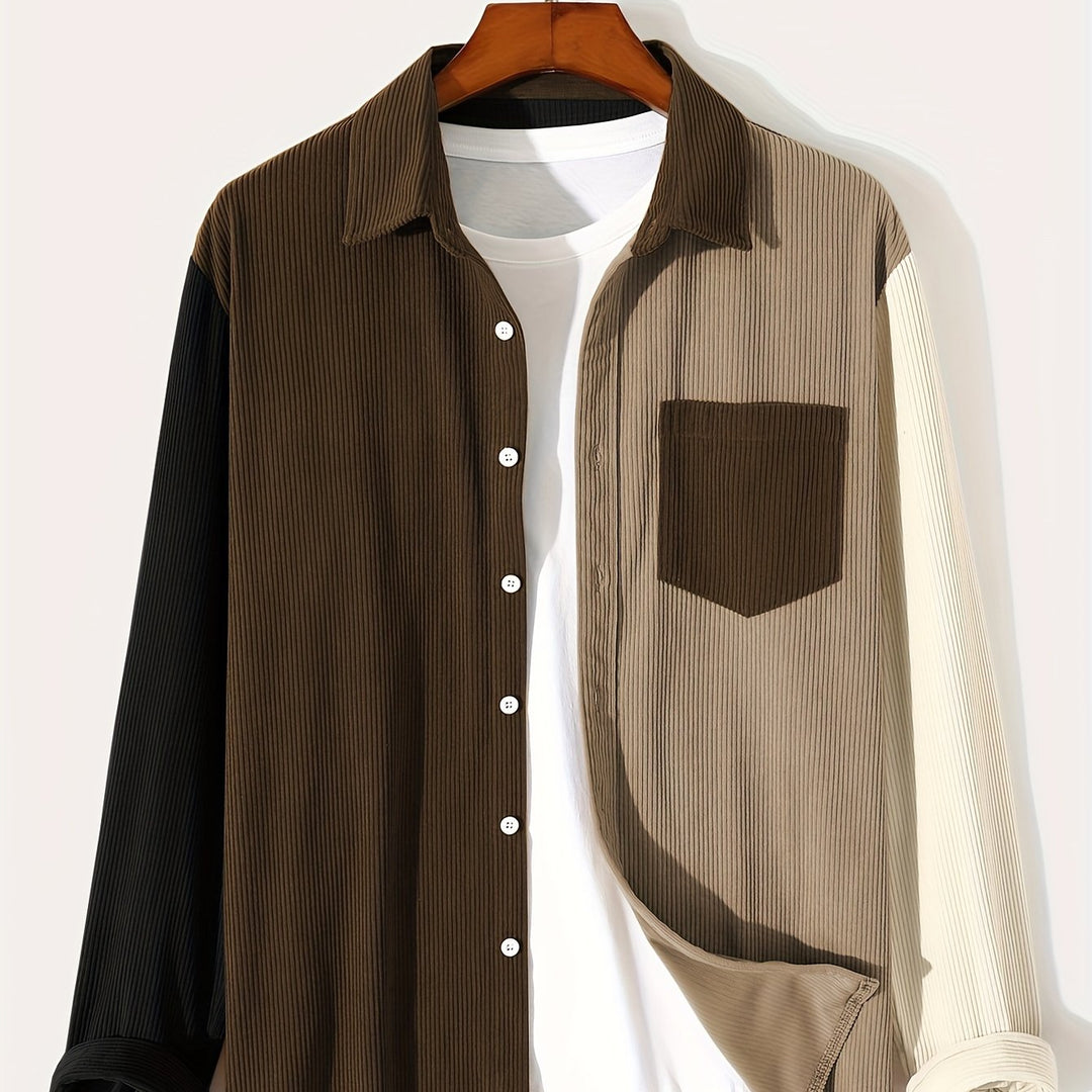Giacca da uomo con blocchi di colore | Maniche lunghe | Colletto rovesciato | Poliestere