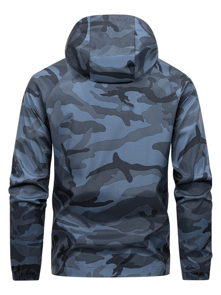Giacca a vento da uomo | Stampa camouflage & Cappuccio | Sostenibile & Funzionale