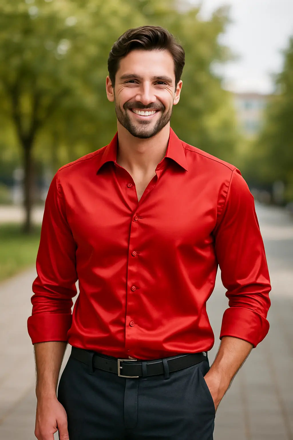 Camicia da Uomo | Slim Fit & Luxe | Maniche Lunghe | Per Look da Festa & Smoking