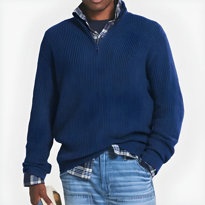 Maglione Uomo Mezza Zip in Maglia | Collo Alto | Vestibilità Comoda