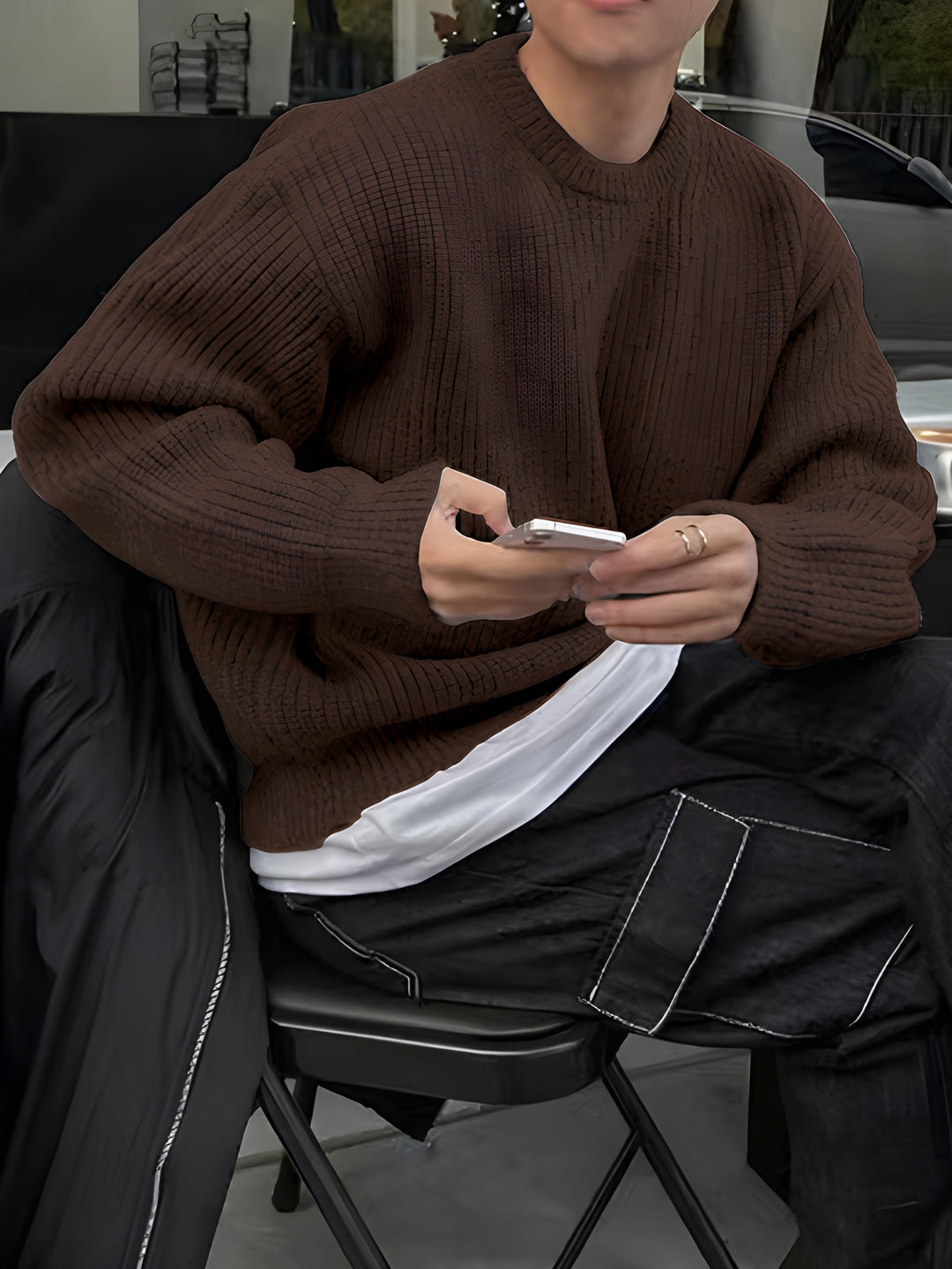 Maglione da uomo | Girocollo | Manica lunga | Tessuto elasticizzato | Autunno/Inverno