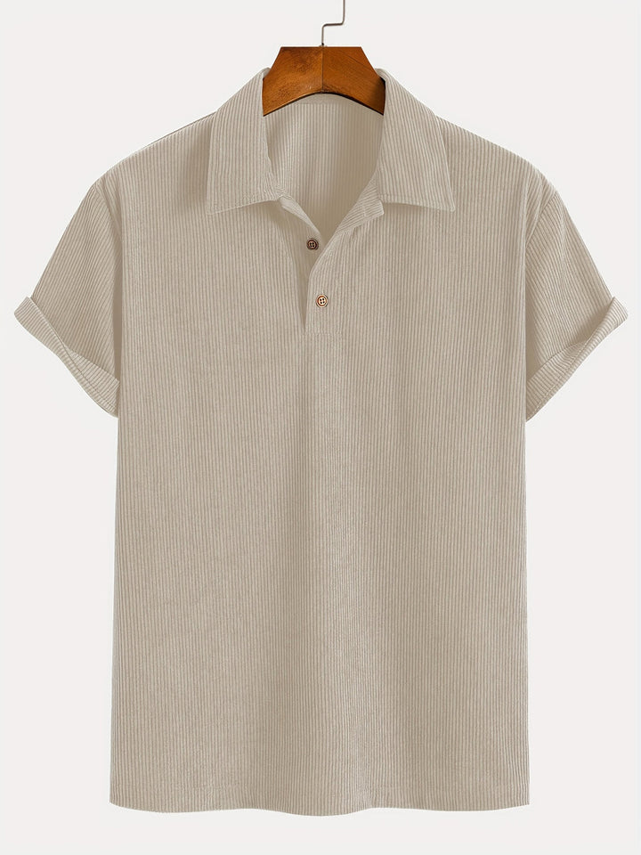 Camicia da uomo | Struttura a coste, Traspirante e Confortevole | Maniche corte