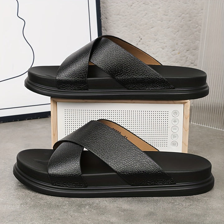 Sandali da Uomo | Antiscivolo & Confortevoli | Casual & Outdoor | Ecopelle Nera