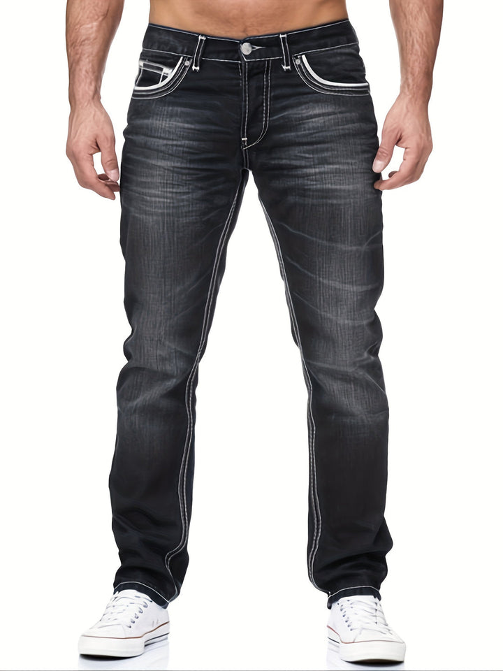 Jeans da Uomo | Slim Fit | Denim Elasticizzato & Tasca Ricamata | Stile Casual