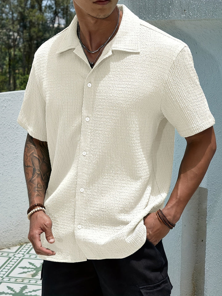 Camicia da uomo | Classica ed elegante & Leggera | Maniche corte & Chiusura a bottone