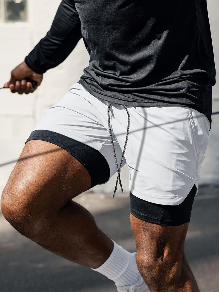 Shorts Sportivi 2-in-1 per Uomo | Leggeri & Elastici | Pantaloni da Allenamento a Doppio Strato | Estate