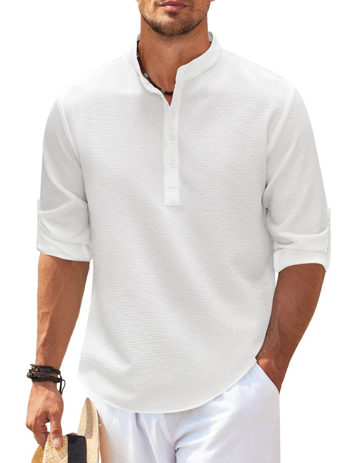 Camicia Casual Senza Collo | Leggera & Traspirante | Comfort Estivo Elegante