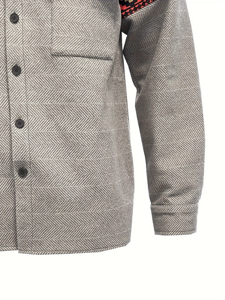 Giacca casual da uomo | Patchwork geometrico | Colletto rovesciato e tasche sul petto