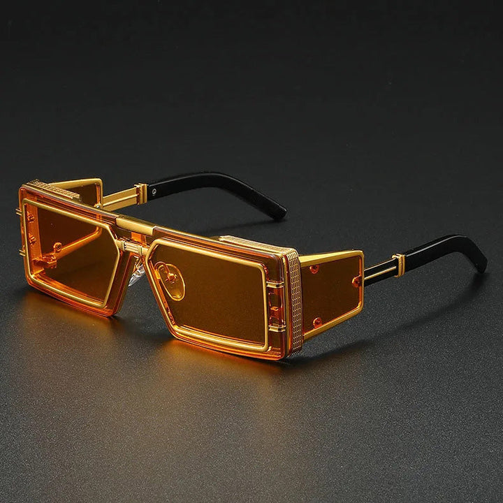 Occhiali da Sole Uomo | Design Steampunk Quadrato | Metallo di Lusso & Protezione UV | Stile Vintage