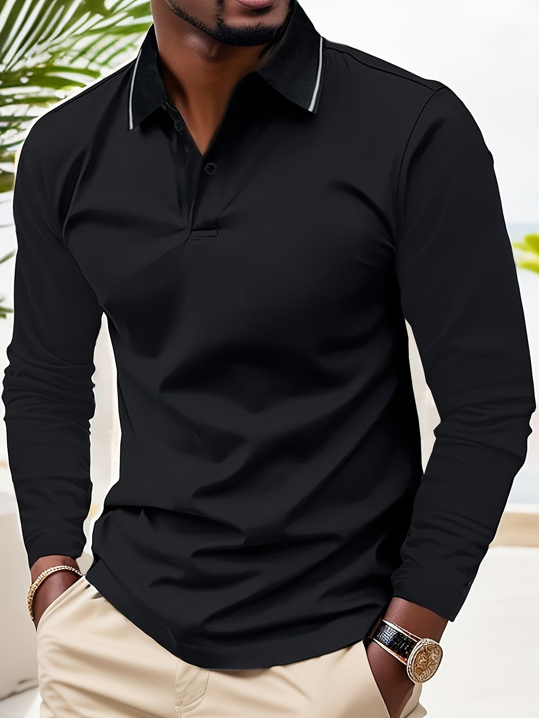 Maglietta da Rugby Casual per Uomini | Collo a V & Maniche Lunghe | Primavera & Autunno | Polo