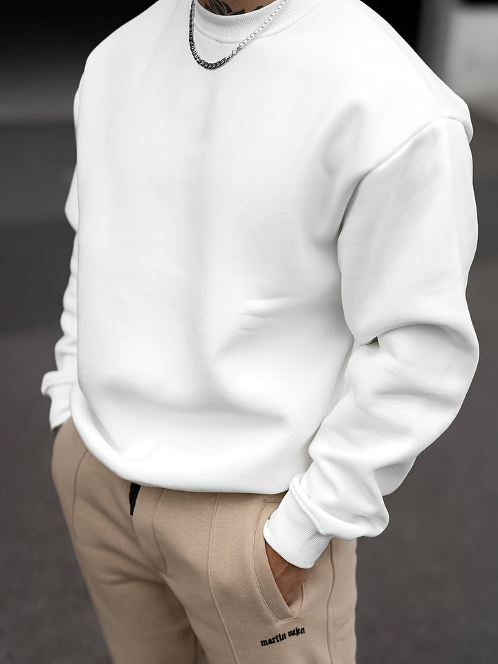 Felpa da Uomo | Stile e Versatilità | Colore Unito con Collo Rotondo | Primavera e Autunno