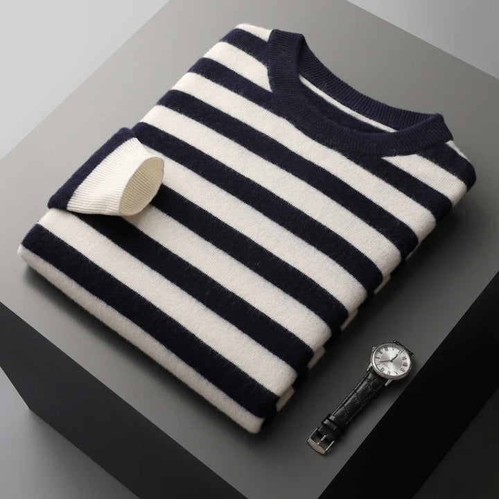 Maglione invernale da uomo | Design a righe | Girocollo