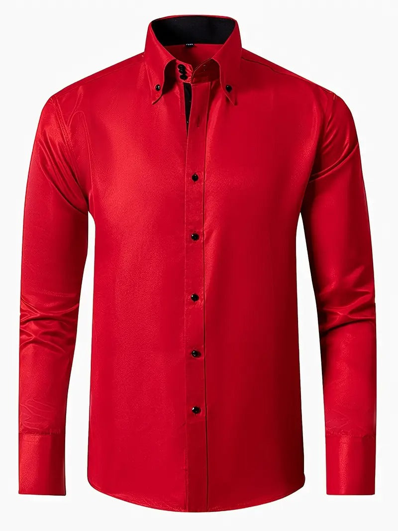 Camicia Formale da Uomo | Elegante & Professionale | Maniche Lunghe & Chiusura con Bottone | Abbigliamento Primaverile