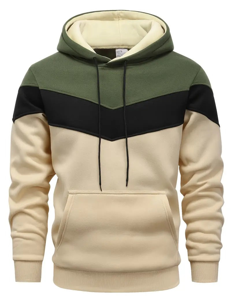 Felpa da uomo | Blocco di colori | Stampa grafica | Streetwear invernale