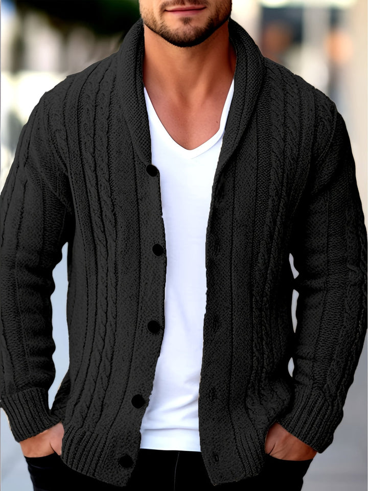 Cardigan da uomo in maglia | Maglia a trecce | Chiusura con bottoni | Poliestere | Maniche lunghe