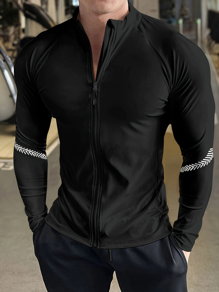 Giacca Sportiva Uomo | Asciugatura Rapida & Leggera | Protezione Solare & Traspirante | Con Zip & Collo Alto