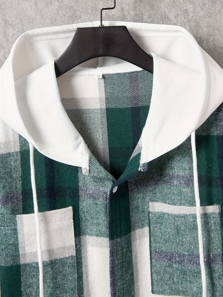 Giacca Camicia Uomo | A Quadri & Lunga | Con Cappuccio | Trendy & Confortevole