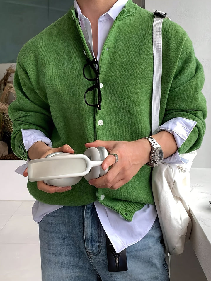 Cardigan da uomo in maglia | Chiusura con bottoni | Vestibilità regolare | Collo rotondo | Poliestere caldo