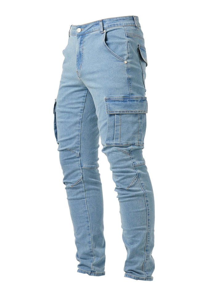 Jeans Cargo Uomo | Vestibilità Slim | Molteplici Tasche & Stretch | Stile Casual Urbano