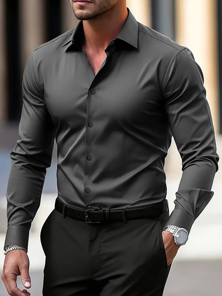 Camicia da Uomo | Semi-Trasparente & Elegante | Manica Lunga & Colletto Revers