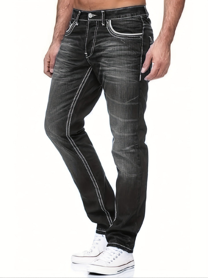 Jeans da Uomo | Slim Fit | Denim Elasticizzato & Tasca Ricamata | Stile Casual