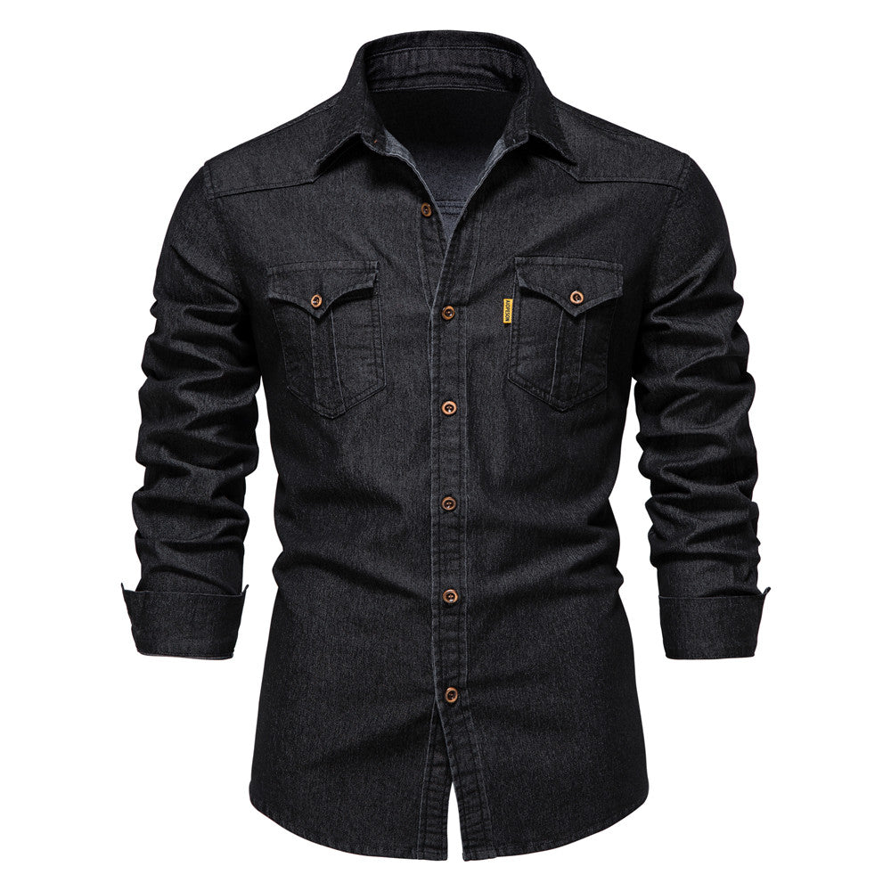 Camicia in Denim Uomo | Casual & Slim Fit | Cotone con Stretch