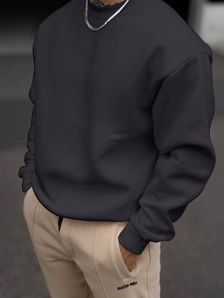 Felpa da Uomo | Stile e Versatilità | Colore Unito con Collo Rotondo | Primavera e Autunno