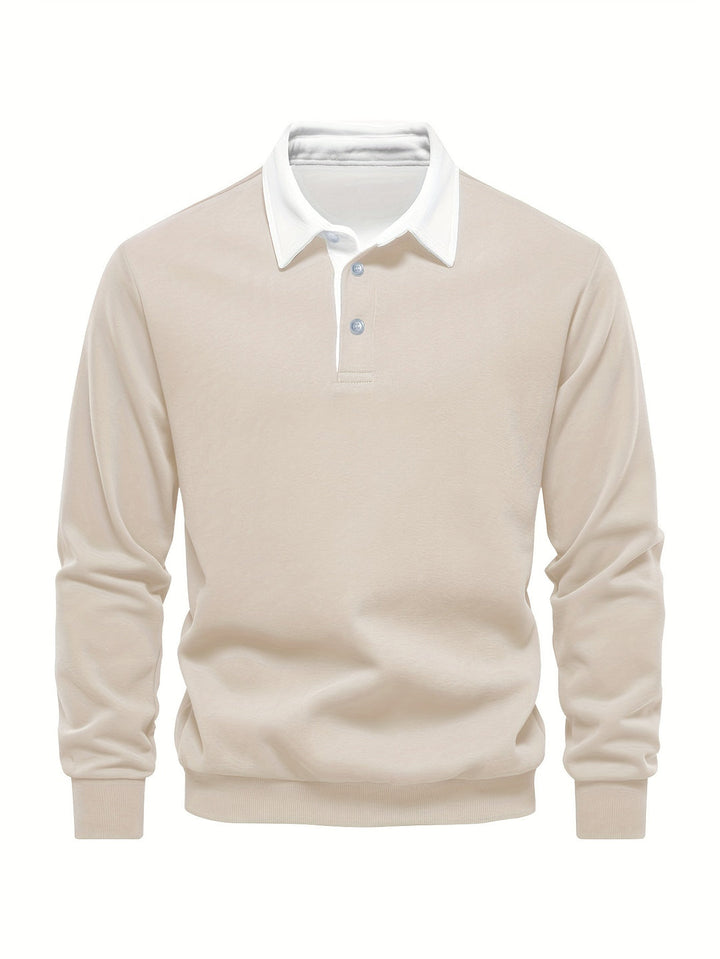 Camicia Casual da Uomo | Maniche Lunghe | Morbido Tessuto | Colletto Bianco