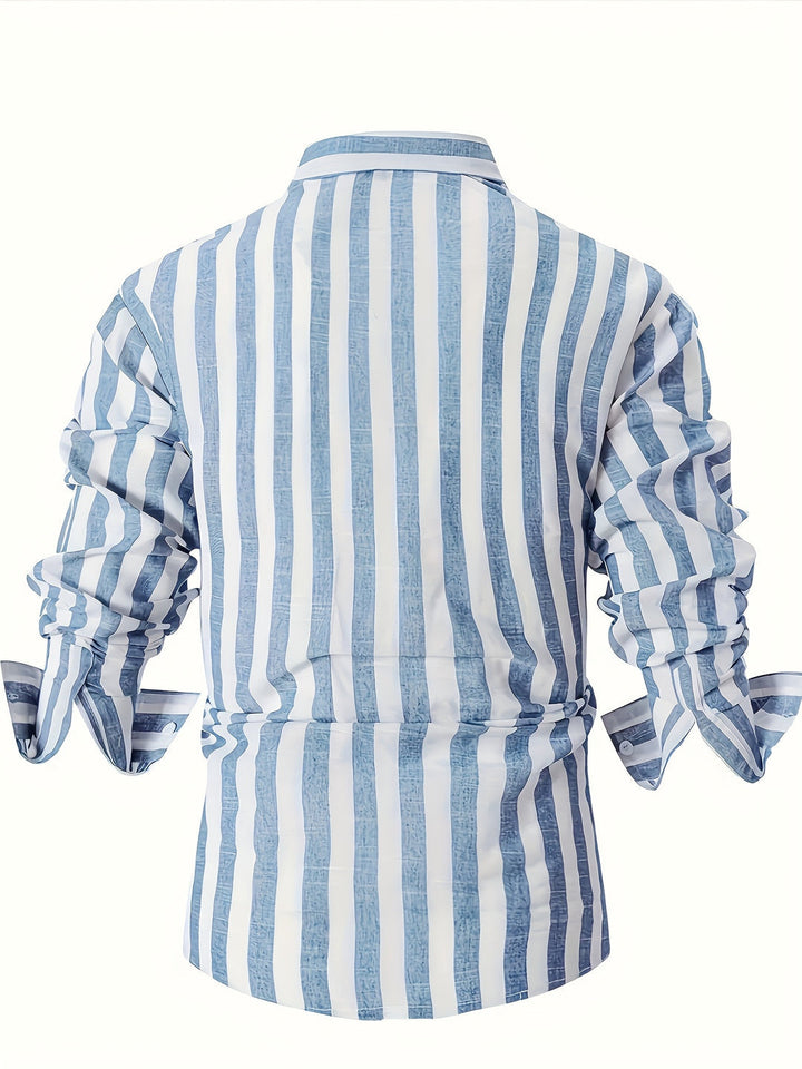 Camicia da Uomo | A Righe & Comfort Stretch | Manica Corta & Colletto Revers