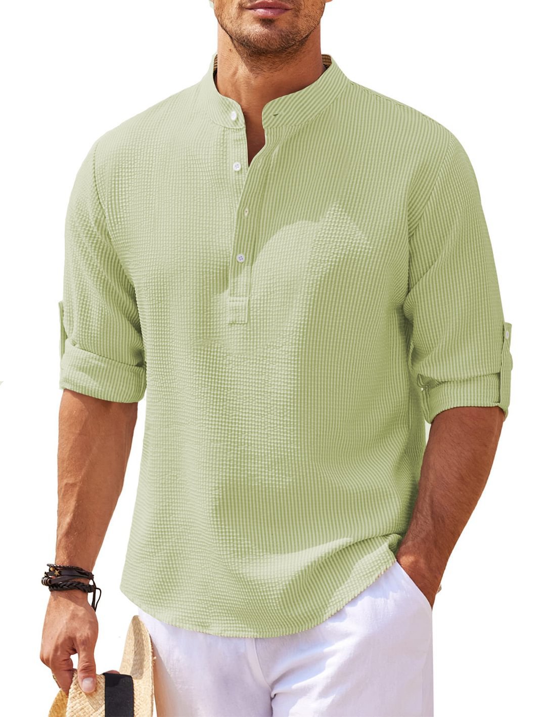 Camicia Casual Senza Collo | Leggera & Traspirante | Comfort Estivo Elegante