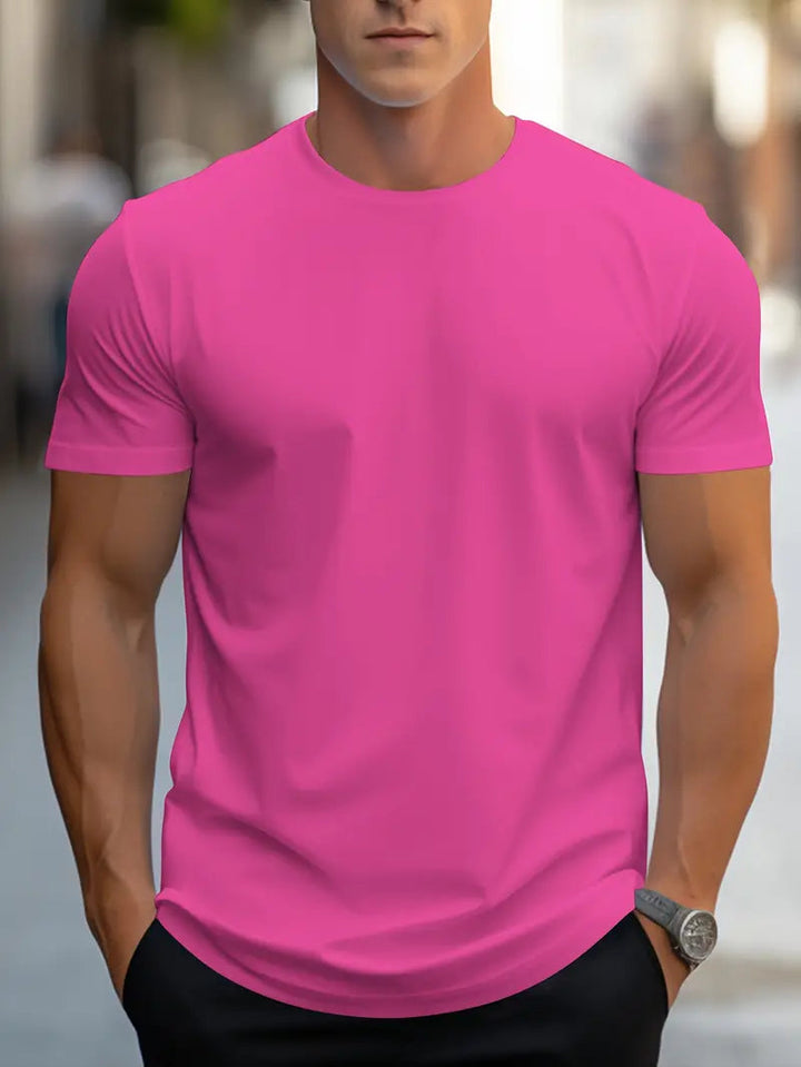 T-Shirt da Uomo | Tinta Unita con Girocollo | Stile Streetwear Ampio | Poliestere