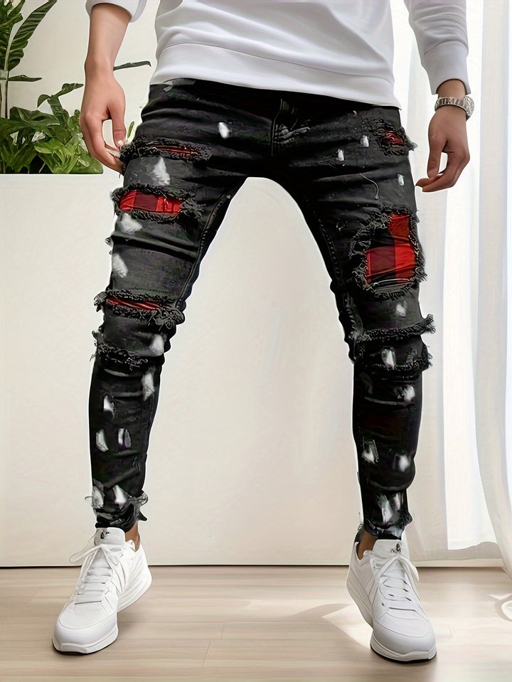 Jeans Patchwork da Uomo | Vestibilità Slim | Denim Stretch | Stile Trendy