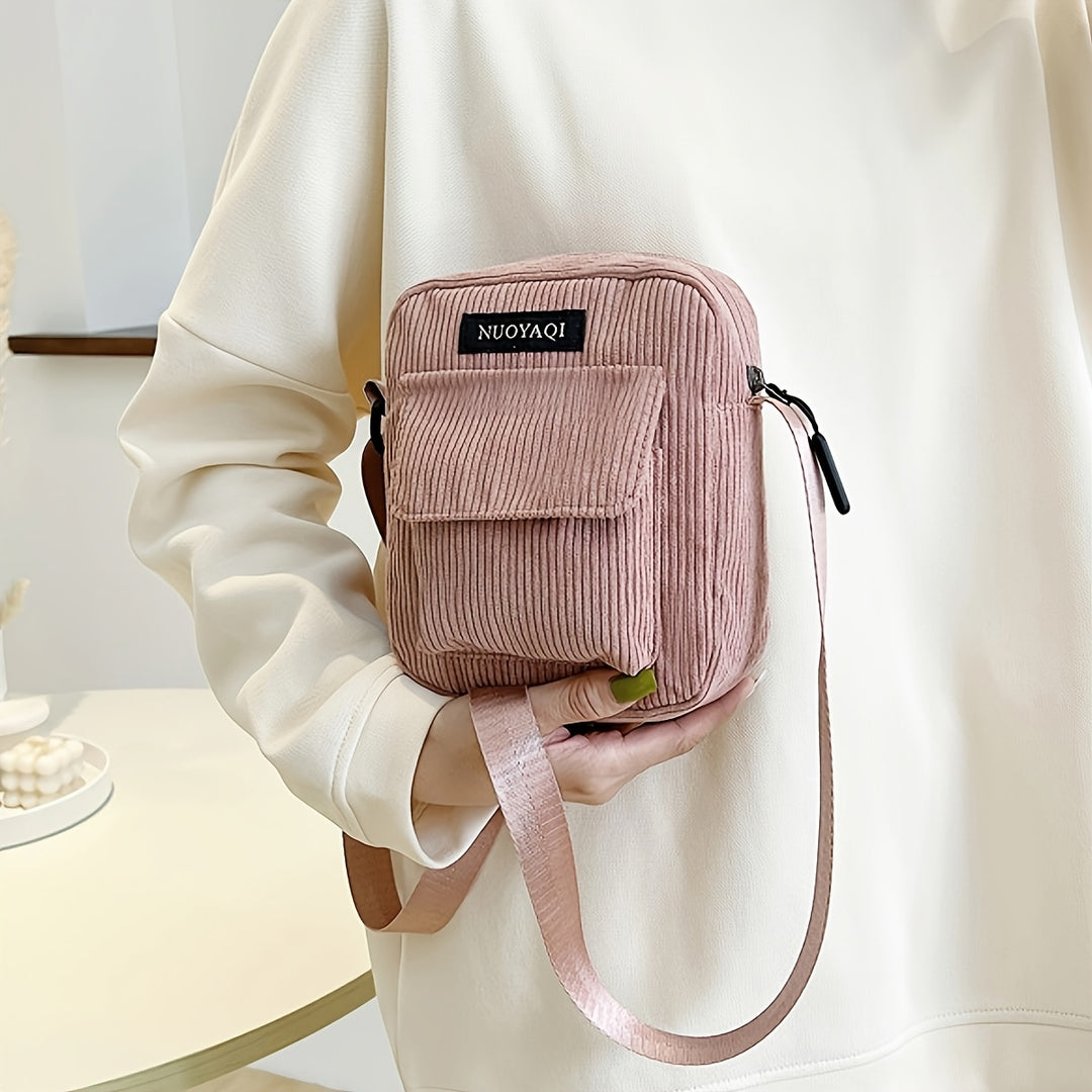 Borsa a Tracolla da Uomo | Velluto a Corda | Più Tasche & Cintura Regolabile