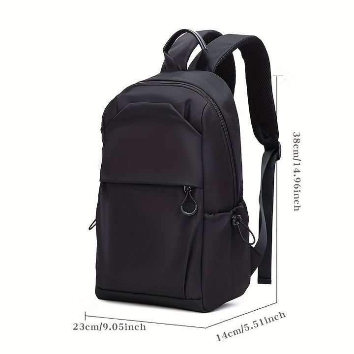 Zaino Mini Heren | Leggero & Durevole | Multi Tasche | Tessuto Oxford Nero