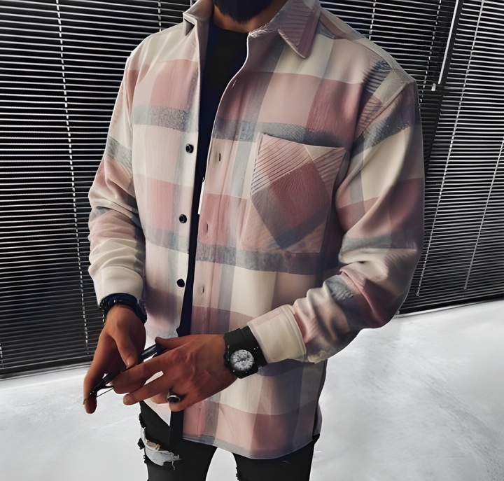 Camicia da Uomo | Design a Quadri Casual | Traspirante & Confortevole | Poliestere/Spandex