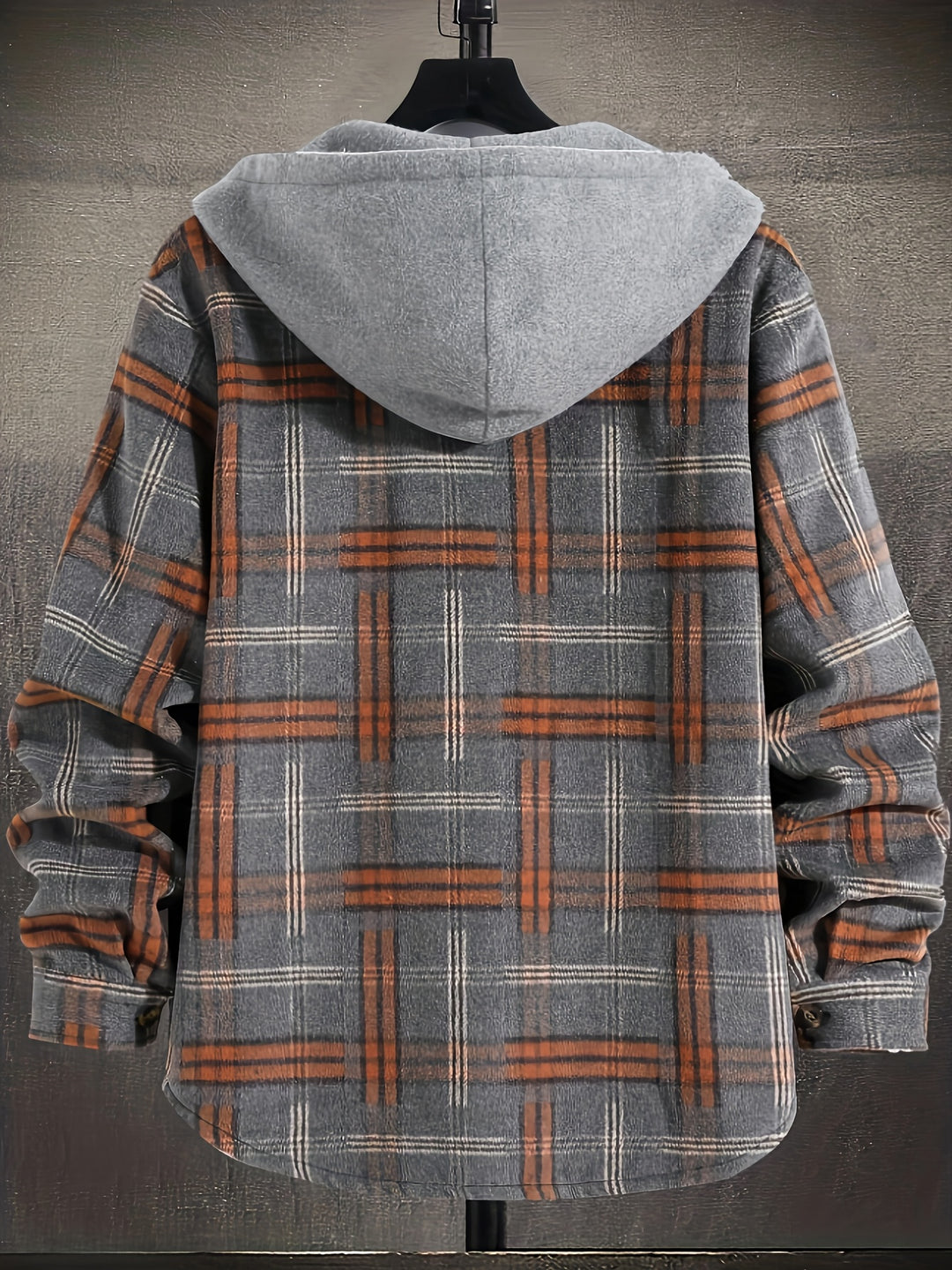 Giacca da Uomo | Motivo a Quadri | Con Cappuccio & Chiusura con Bottoni | Casual