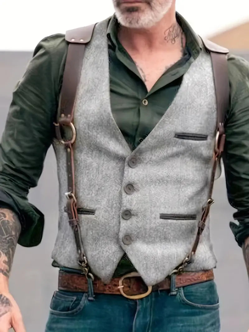 Gilet da Uomo Vintage | Giacca Reversibile Patchwork