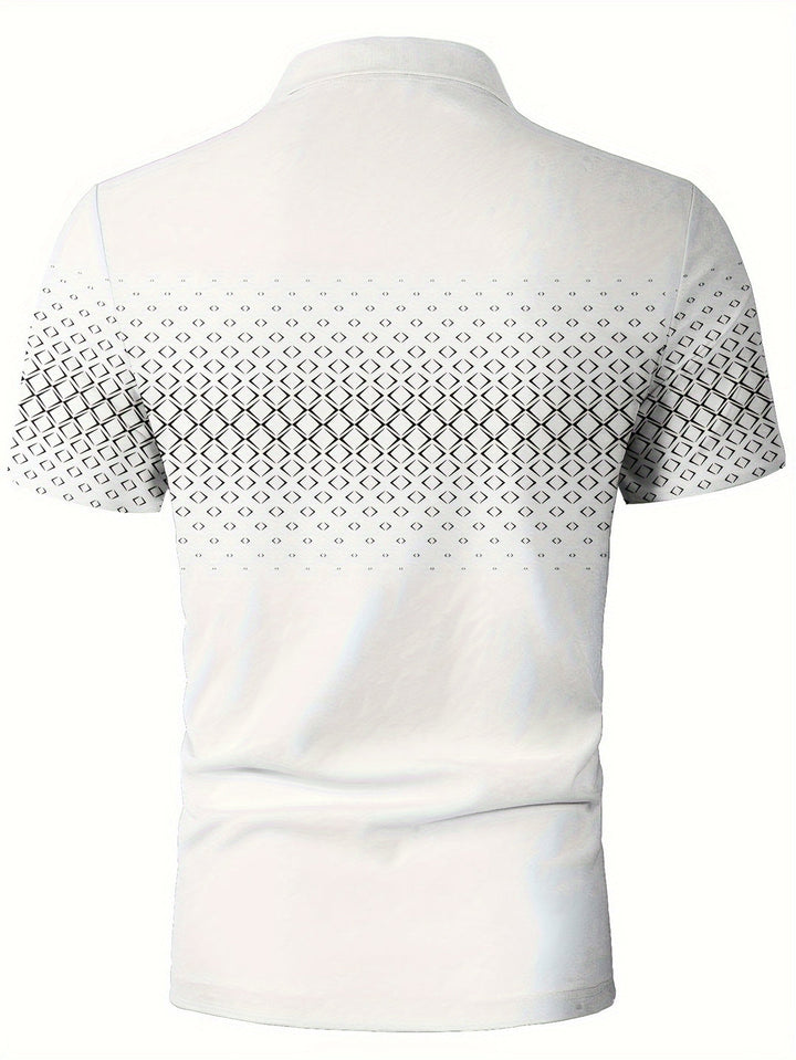 Polo da Uomo | Stampa Diamante Nera | Confortevole & Stretch | Manica Corto