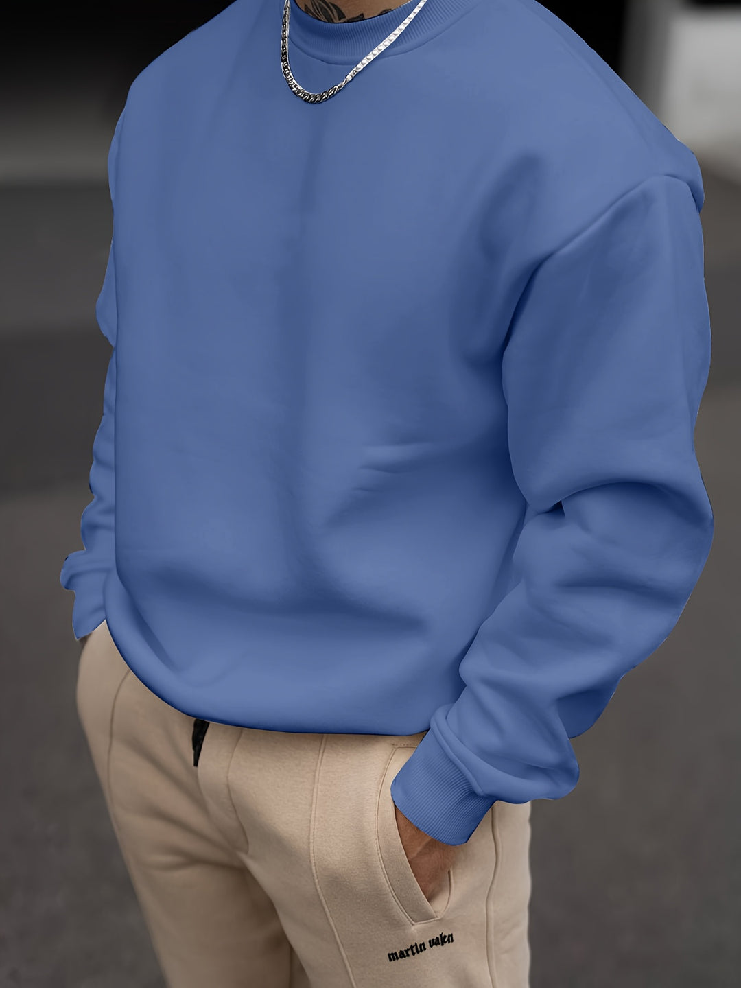 Felpa da Uomo | Stile e Versatilità | Colore Unito con Collo Rotondo | Primavera e Autunno