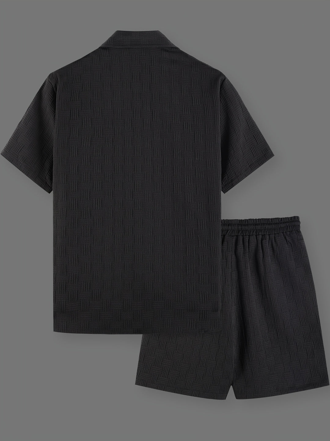Set Estivo Uomo | Camicia Ricamata & Pantaloni Corti con Coulisse | Colore Unito | Casual
