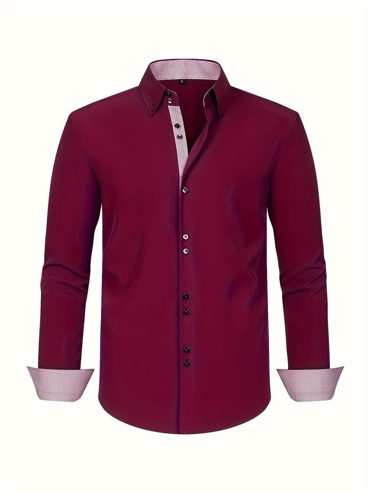 Camicia da Uomo | Doppio Petto & Stretch | Azzurro Chiaro & Polsini a Contrasto