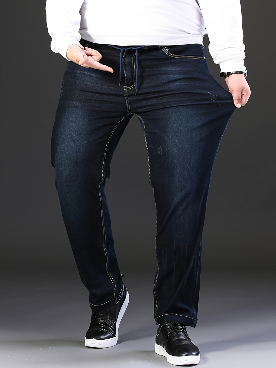 Jeans da Uomo | Vita Elastica | Stretch e Righe | Taglie Grandi