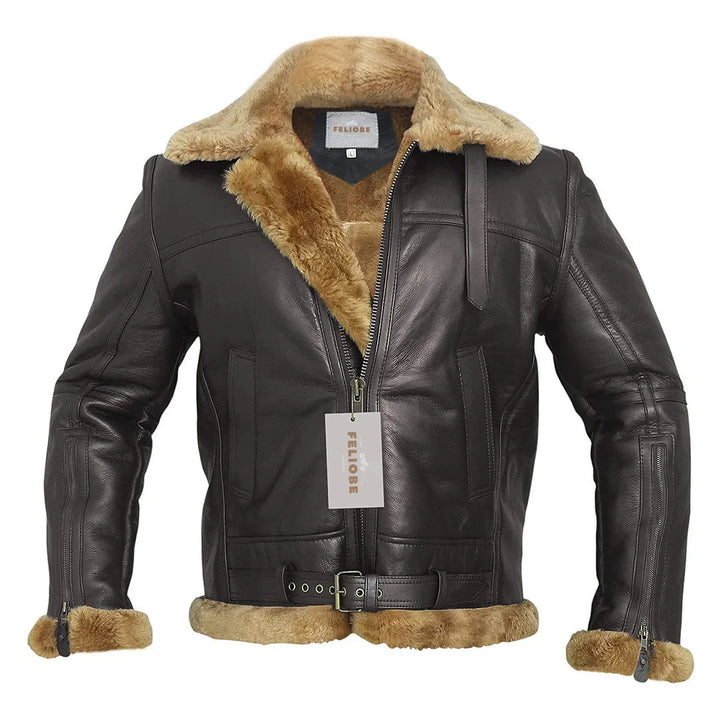 Giacca bomber uomo | Invernale con collo in pelliccia | Ecopelle