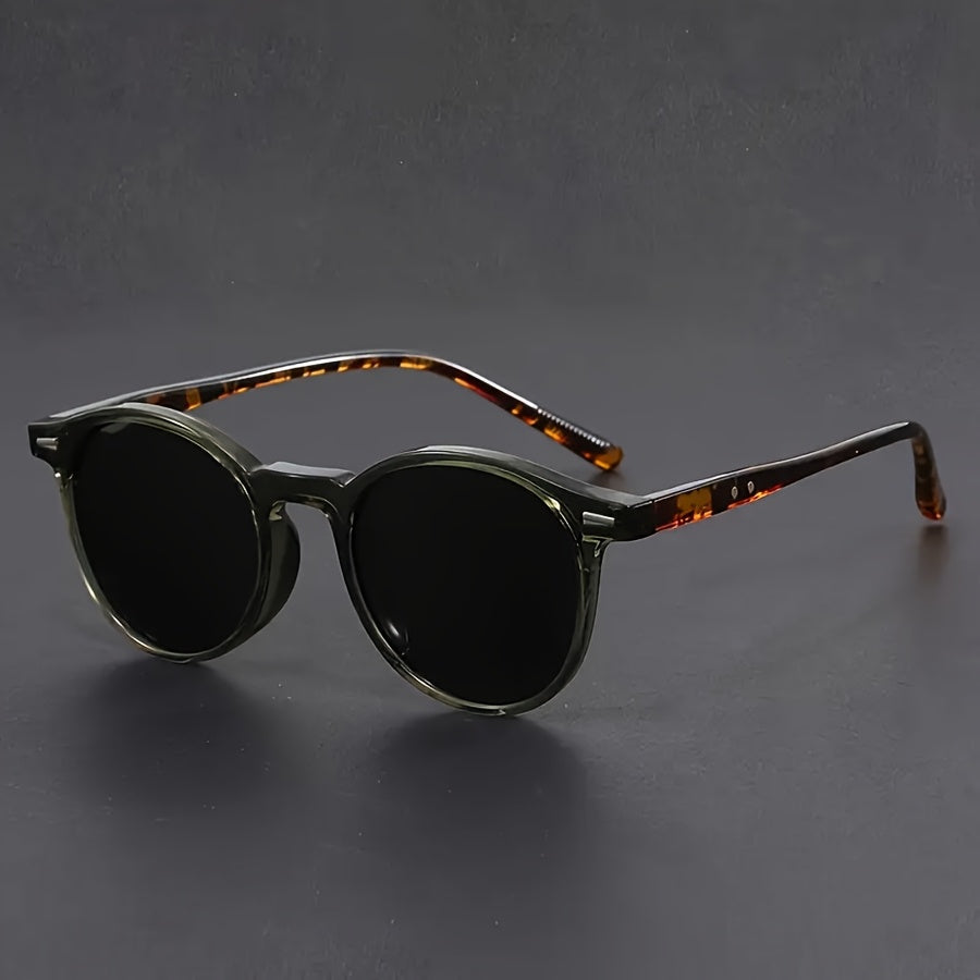 Occhiali da sole da uomo | Montatura rotonda leggera | Design tartaruga retrò | Streetstyle e casual