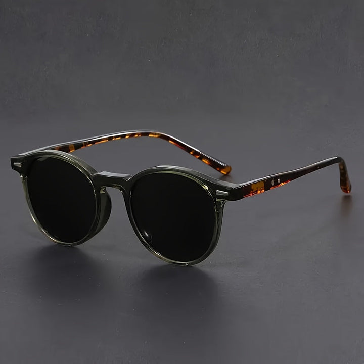 Occhiali da sole da uomo | Montatura rotonda leggera | Design tartaruga retrò | Streetstyle e casual