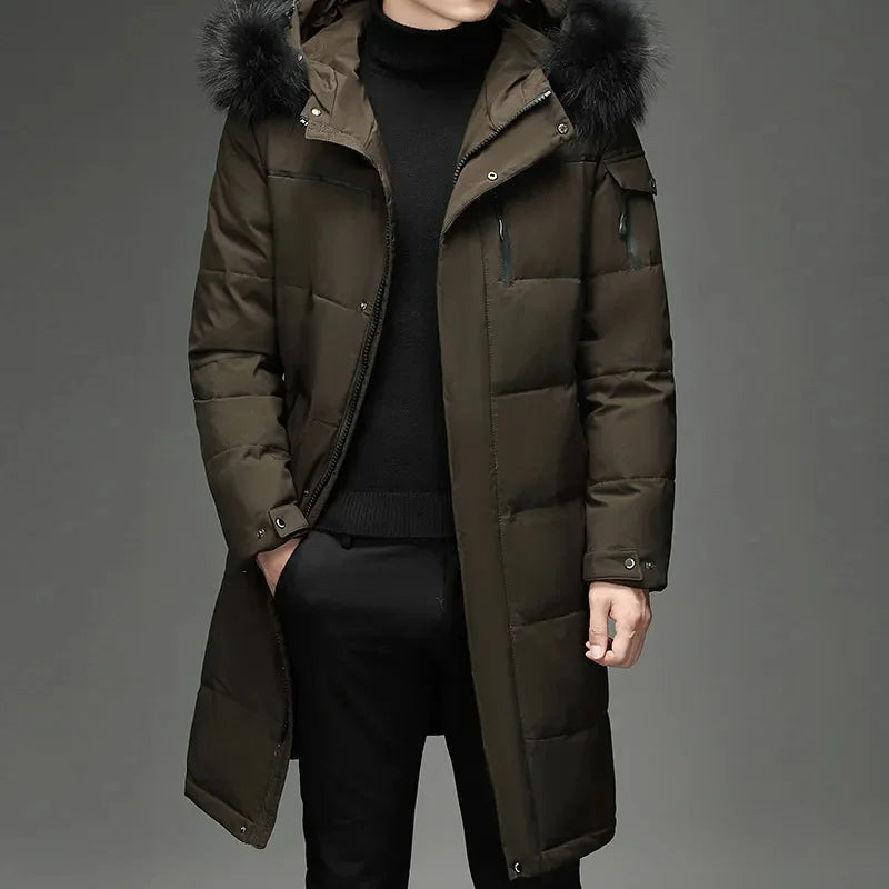 Giacca Invernale Uomo | Parka Uomo Lungo con Cappuccio in Pelliccia Sintetica