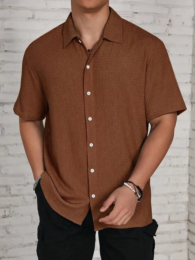 Camicia da uomo | Classica ed elegante & Leggera | Maniche corte & Chiusura a bottone