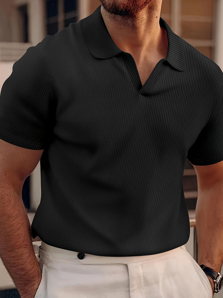 Polo Uomo | Colore Unito & Texture a Rete | Colletto Confortevole | Traspirante & Casual