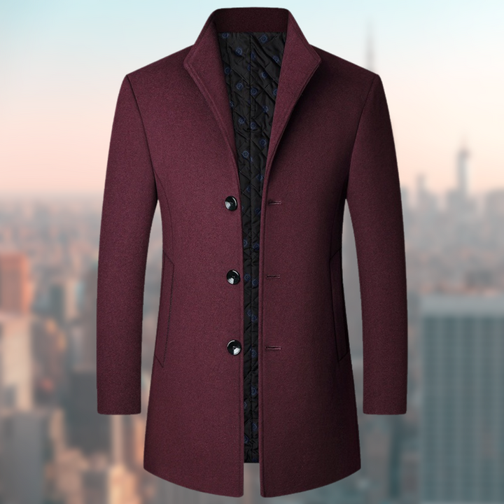 Cappotto da Uomo | Medio-Lungo Slim Fit | Collo Alto & Effetto Lana Calda | Poliestere